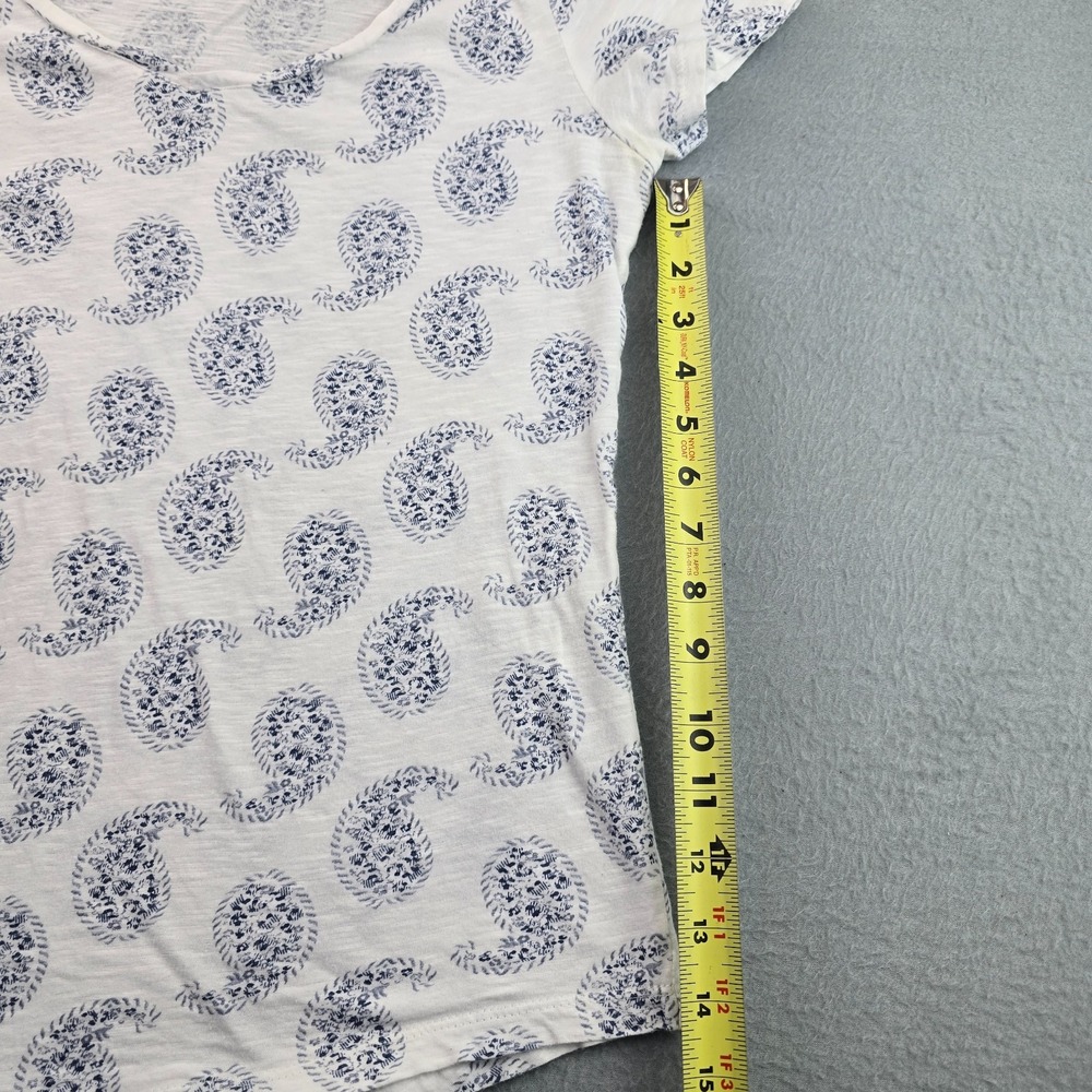 Ann Taylor LOFT Sun Washed T Shirt Women Medium White Blue Paisley everyday Wear - Picture 4 of 7